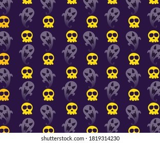 Fantasma de halloween de patrón sin foco en la ilustración del vector de fondo púrpura