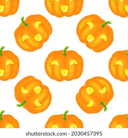 Patrón sin foco para Halloween. Calabazas brillantes en el fondo.