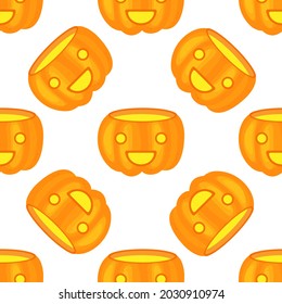 Seamless pattern for Halloween. Glowing pumpkins on background.