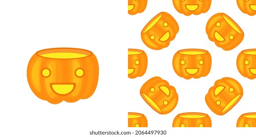 Seamless pattern for Halloween. Glowing pumpkins on background. 