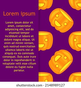 Seamless pattern for Halloween. Glowing pumpkins on background