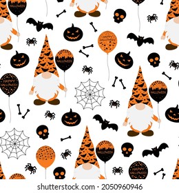 Seamless pattern halloween gnomes vector illustration