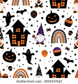 Seamless pattern halloween gnomes vector illustration