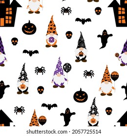 Seamless pattern halloween gnomes vector illustration
