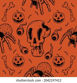 Seamless pattern for halloween hand drawn illustration