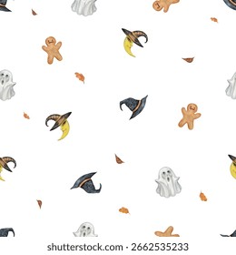 Padrão contínuo de Halloween mão desenhado watercolor.The arquivo EPS é vetor e pode ser editado cor de fundo.