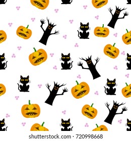 seamless pattern of halloween icon on white background.