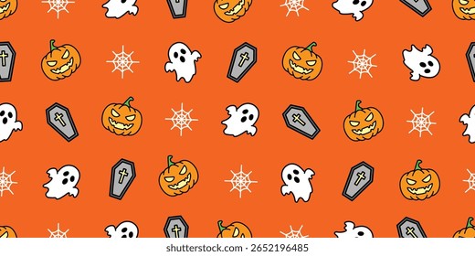 Seamless Pattern of Halloween Icons Background Design