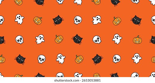 Seamless Pattern of Halloween Icons Background Design