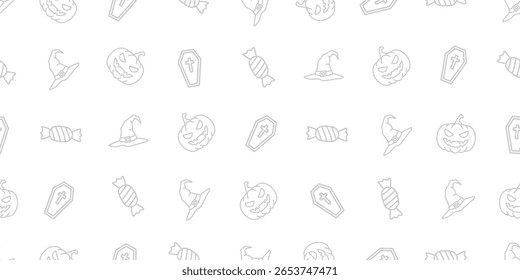 Seamless Pattern of Halloween Icons Background Design