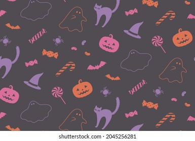 seamless pattern with halloween icons for banners, cards, flyers, social media wallpapers, etc.