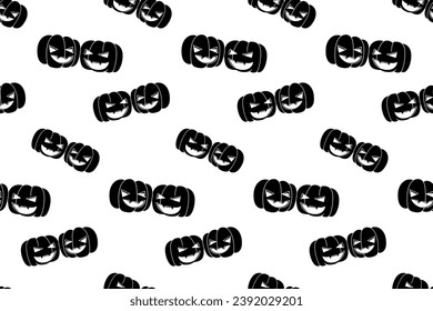 Seamless pattern with Halloween Jack O' Lantern pumpkins silhouette vector