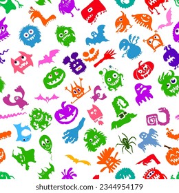 Seamless pattern halloween monsters. Vector illustration