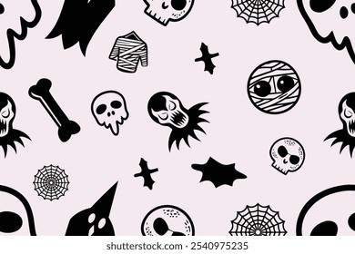 seamless pattern Halloween on white background