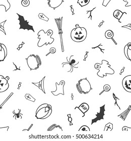 Seamless pattern for Halloween on white background. 