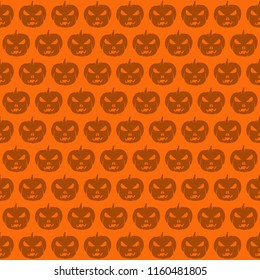 Seamless pattern for Halloween. Orange Halloween background with Jack-o-lantern. Vector illustration