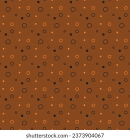 Seamless pattern for halloween party with orange and black circles and dots. Wrapping, for kids fabric, posters