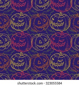 Seamless pattern Halloween. Pumpkin