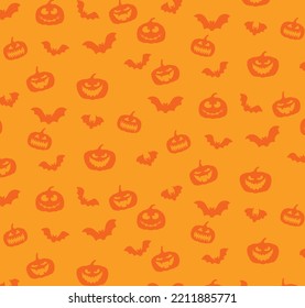 Patrón incomparable murciélago de calabaza de halloween lindo diseño fondo banner textura de impresión ilustración vectorial