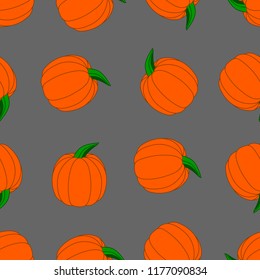 Seamless Pattern with Halloween Pumpkin. Cartoon Halloween Pumpkin for Your Design. Vector Illustration.