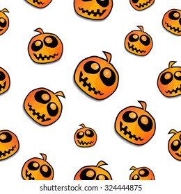 Seamless Pattern with Halloween Pumpkin. Happy Halloween design. Transparent background. Vector illustration.