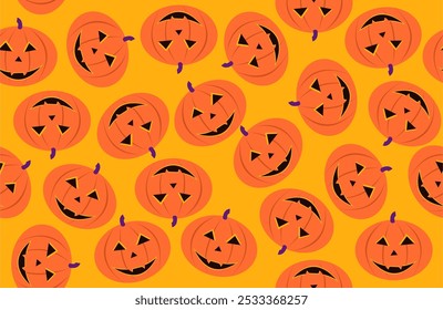 seamless pattern with halloween pumpkin on yellow background