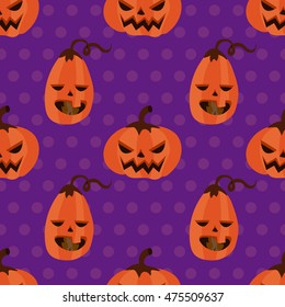 Seamless pattern halloween pumpkin with polka dots