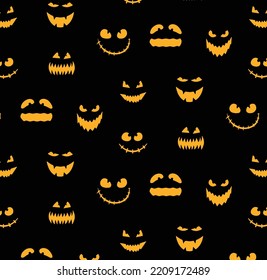 Seamless pattern halloween pumpkin scary background banner texture design vector illustration