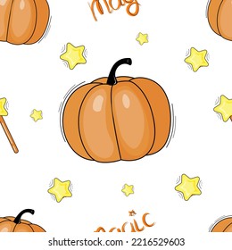 seamless pattern halloween pumpkin and stars