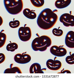 Seamless pattern with halloween pumpkins.
