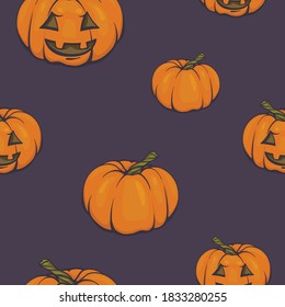 Seamless pattern with halloween pumpkins