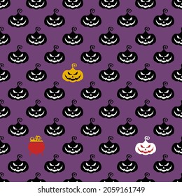 Seamless pattern with Halloween pumpkins. Halloween design.