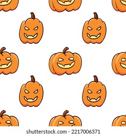 Seamless pattern with halloween pumpkins doodle vector