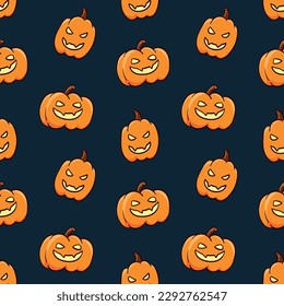 Seamless pattern with Halloween pumpkins doodle vector