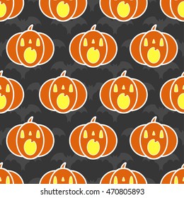 Seamless pattern with halloween pumpkins. Jack lantern