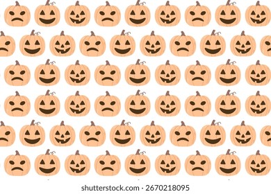 Padrão contínuo com abóboras de halloween em fundo bege