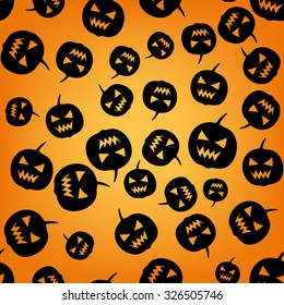 Seamless pattern with Halloween pumpkins on orange background. Vector illustration contains gradient meshes.