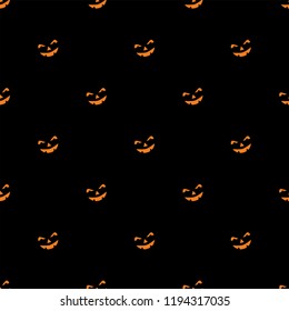 Seamless pattern with Halloween pumpkins with scary stare. Vector Illustration