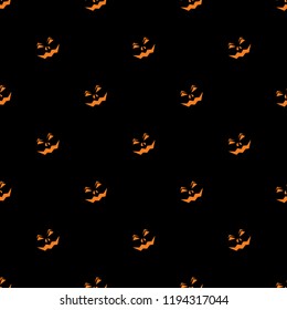 Seamless pattern with Halloween pumpkins with scary stare. Vector Illustration