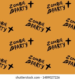 Seamless pattern with halloween pumpkins spider web zombie. Can be used for scrapbook digital paper, textile print, page fill. Vector illustration