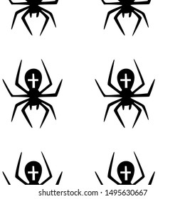 Seamless pattern with halloween pumpkins spider web zombie bat. Can be used for scrapbook digital paper, textile print, page fill. Vector illustration