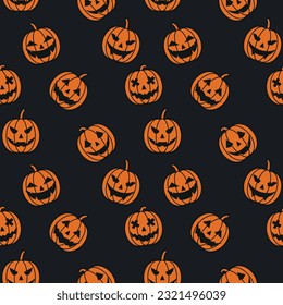 Seamless pattern of halloween pumpkins. Vector image.