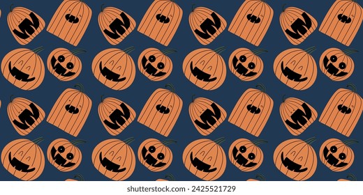 Seamless pattern with Halloween  pumpkins. Vector illustration. 