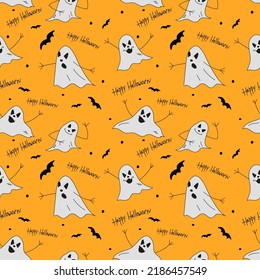 Seamless pattern for Halloween. Pattern with scary ghosts for Halloween. Casts seamless pattern. Halloween pattern
