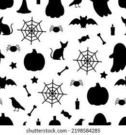Seamless pattern Halloween silhouette vector illustration