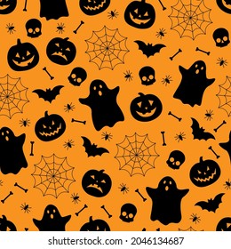 Seamless pattern Halloween silhouettes vector illustration