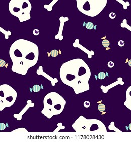 Seamless pattern Halloween skull