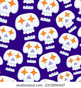 seamless pattern with halloween skull in vector.design element for halloween.characters in flat style.minimalistic pattern for wallpaper background. A series of halloween patterns. 