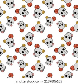 Seamless pattern with Halloween skulls. Pattern for Halloween decorations.