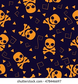 Seamless pattern for Halloween with skulls silhouette.

